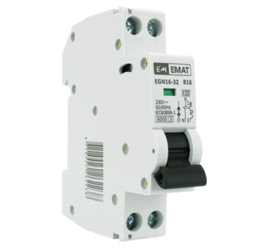 Emat Installatieautomaat 1P + N 16A B-karakteristiek