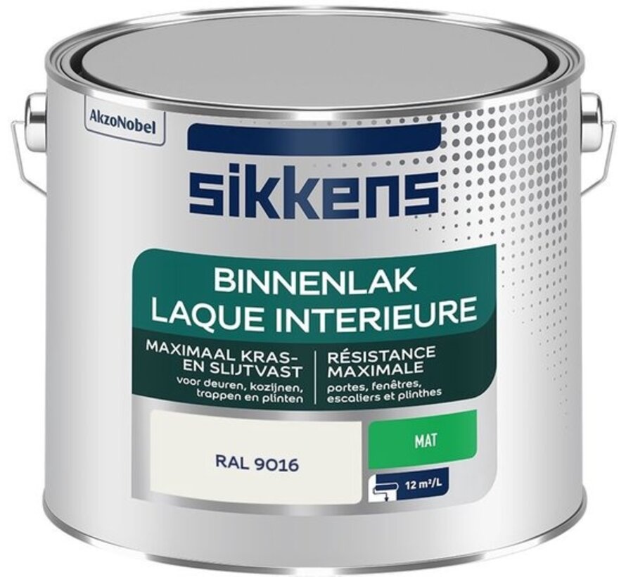 Sikkens binnenlak mat RAL 9016 wit 2,5 liter