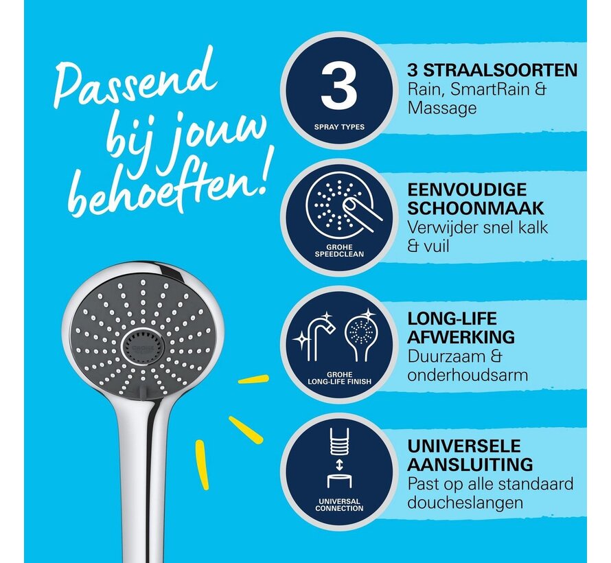 GROHE Handdouche Vitalio Joy rond met 3 straalsoorten 11 cm chroom