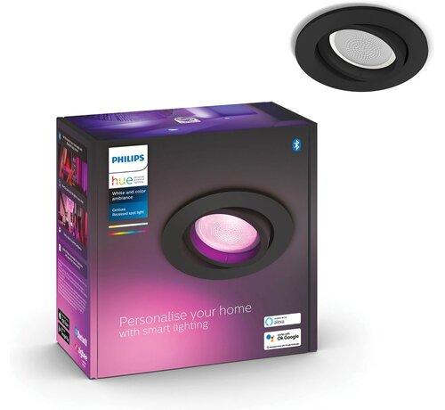 PHILIPS Hue White and Color Ambiance LED inbouwspot Centura 90 mm zwart