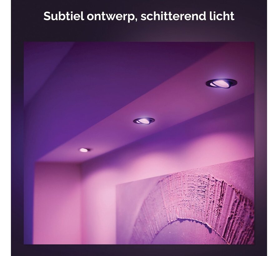 PHILIPS Hue White and Color Ambiance LED inbouwspot Centura 90 mm zwart