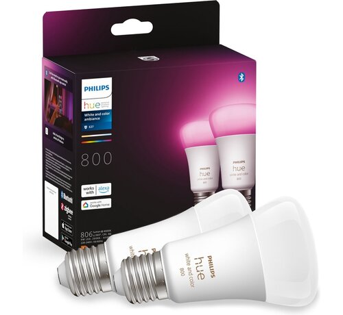 Philips Hue White en Color Ambiance E27 800 lumen Bluetooth 2-pack