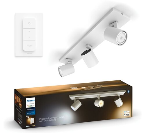 Philips Hue Runner opbouwspot warm tot koelwit licht 3-spots wit 1 dimmer switch