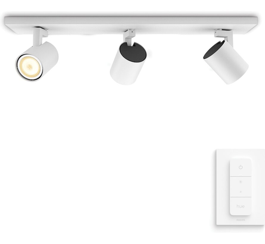 Philips Hue Runner opbouwspot warm tot koelwit licht 3-spots wit 1 dimmer switch