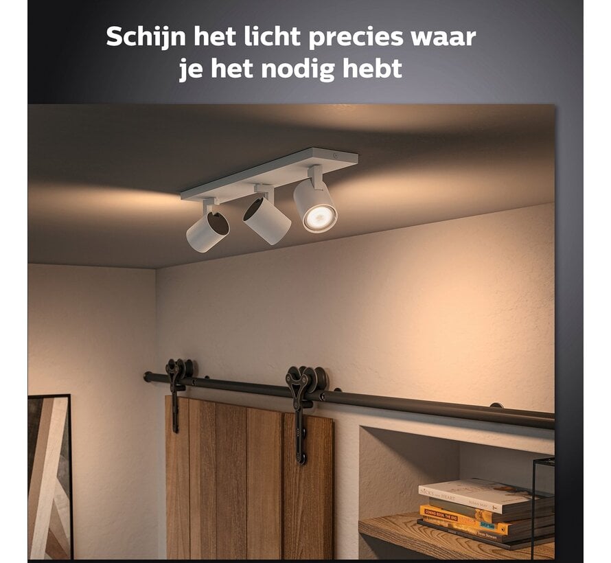 Philips Hue Runner opbouwspot warm tot koelwit licht 3-spots wit 1 dimmer switch