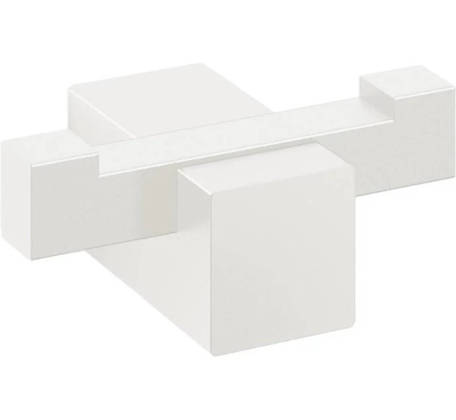 Zack Carvo dubbele handdoekhaak wit RVS