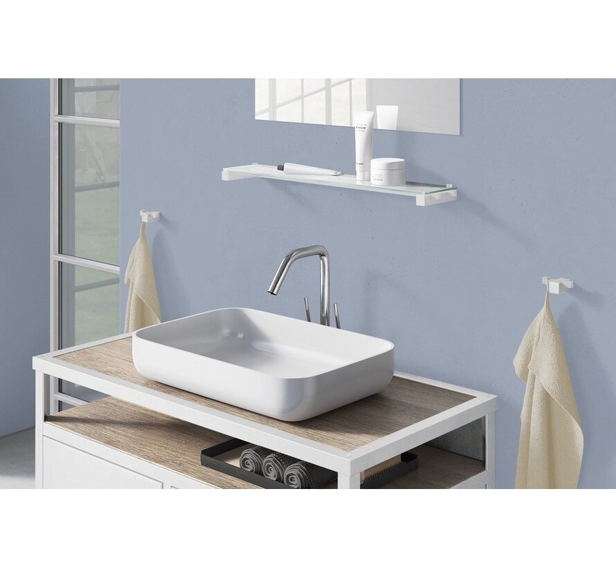 Zack Carvo dubbele handdoekhaak wit RVS