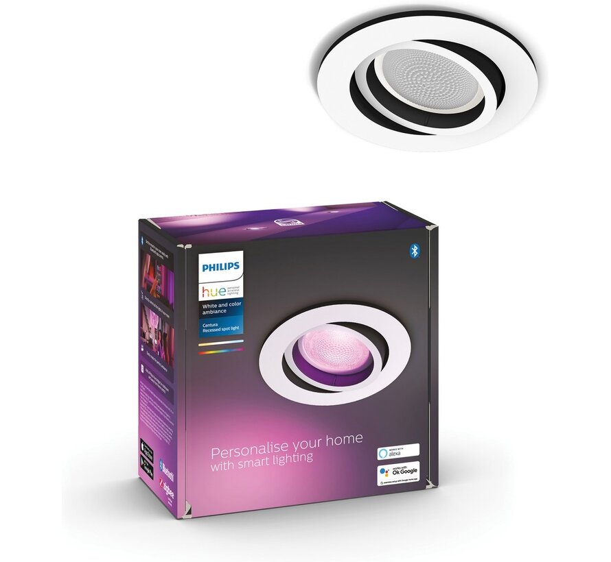 Philips Hue Centura inbouwspot wit en gekleurd wit 1-pack wit rond GU10