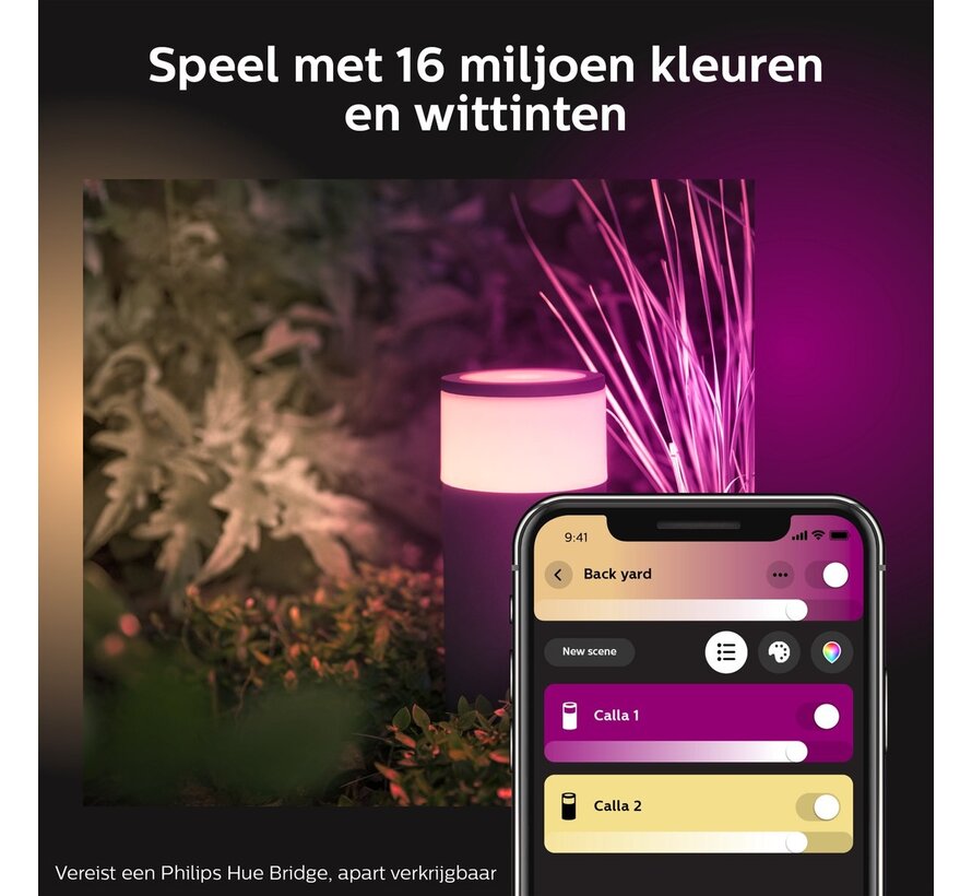 Philips Hue Calla sokkellamp White and Color zwart laag uitbreiding