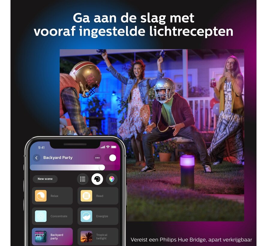 Philips Hue Calla sokkellamp White and Color zwart laag uitbreiding