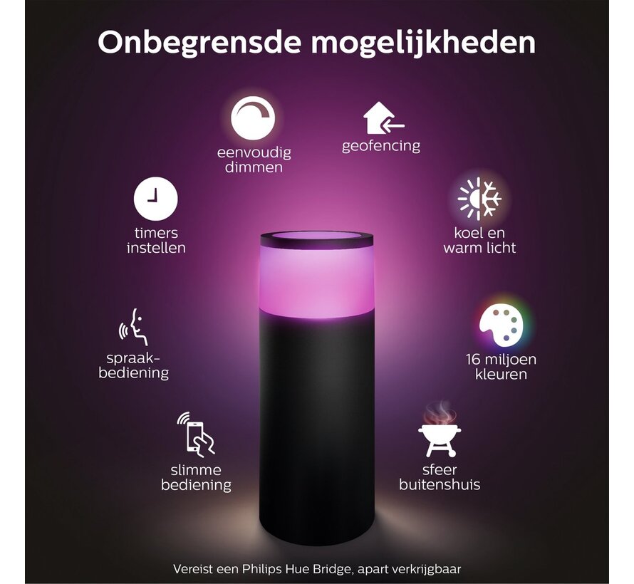Philips Hue Calla sokkellamp White and Color zwart laag uitbreiding
