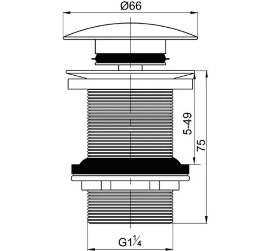 Wirquin afvoerplug 75mm met clickwaste chroom