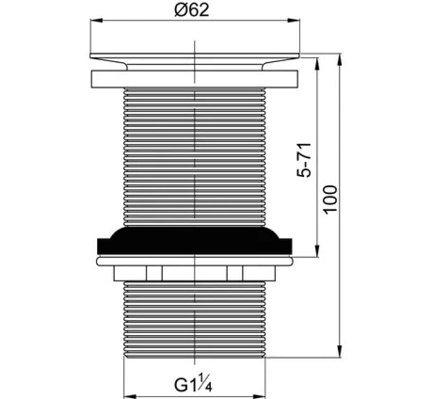 Wirquin afvoerplug draaiklep 100mm chroom