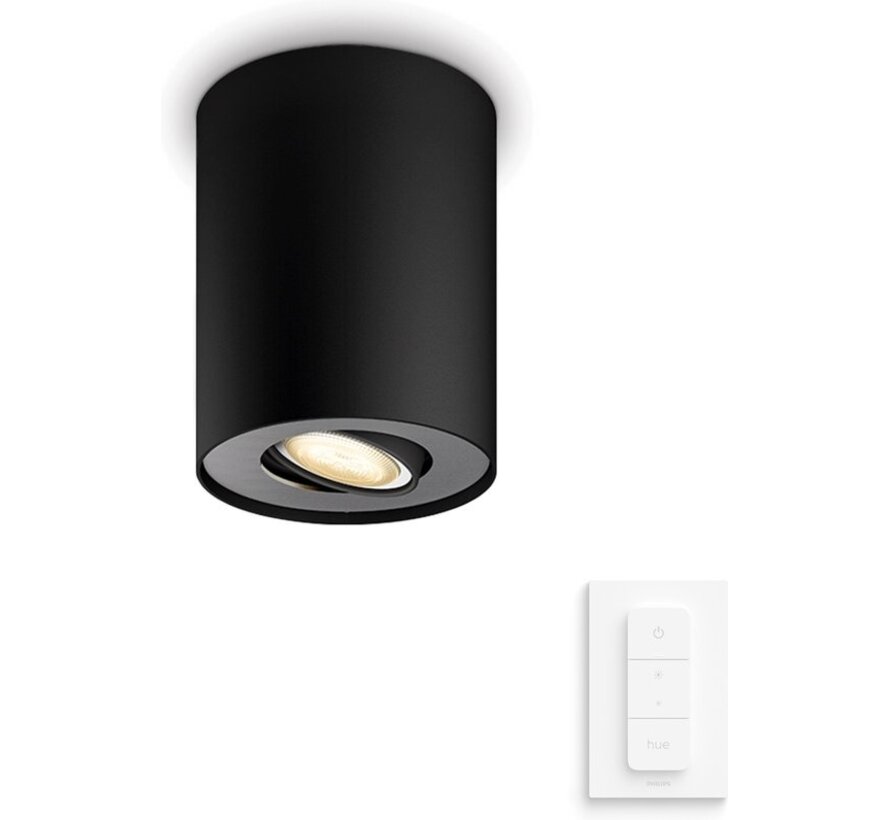 Philips Hue White Ambiance Pillar 1-lichts Spotbalk Zwart inclusief Dimmer