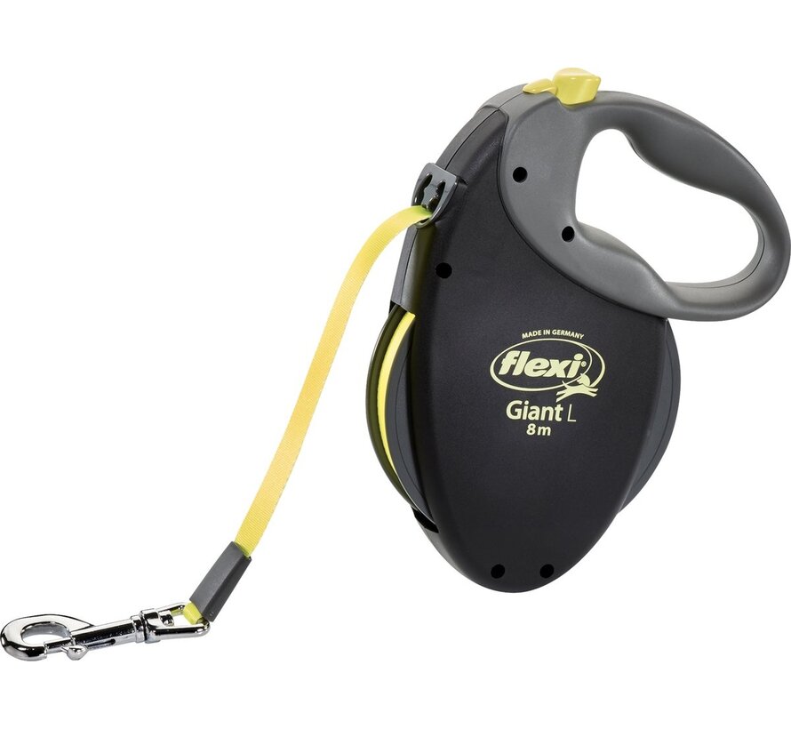 Flexi Giant Tape Hondenriem Zwart Geel L 8 meter