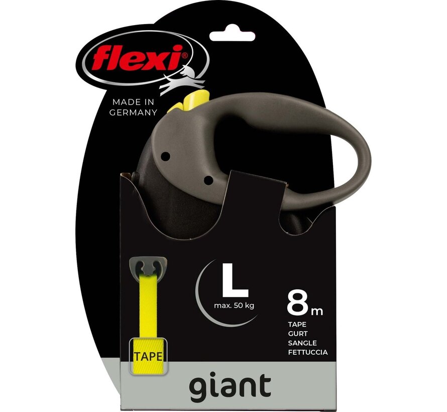 Flexi Giant Tape Hondenriem Zwart Geel L 8 meter