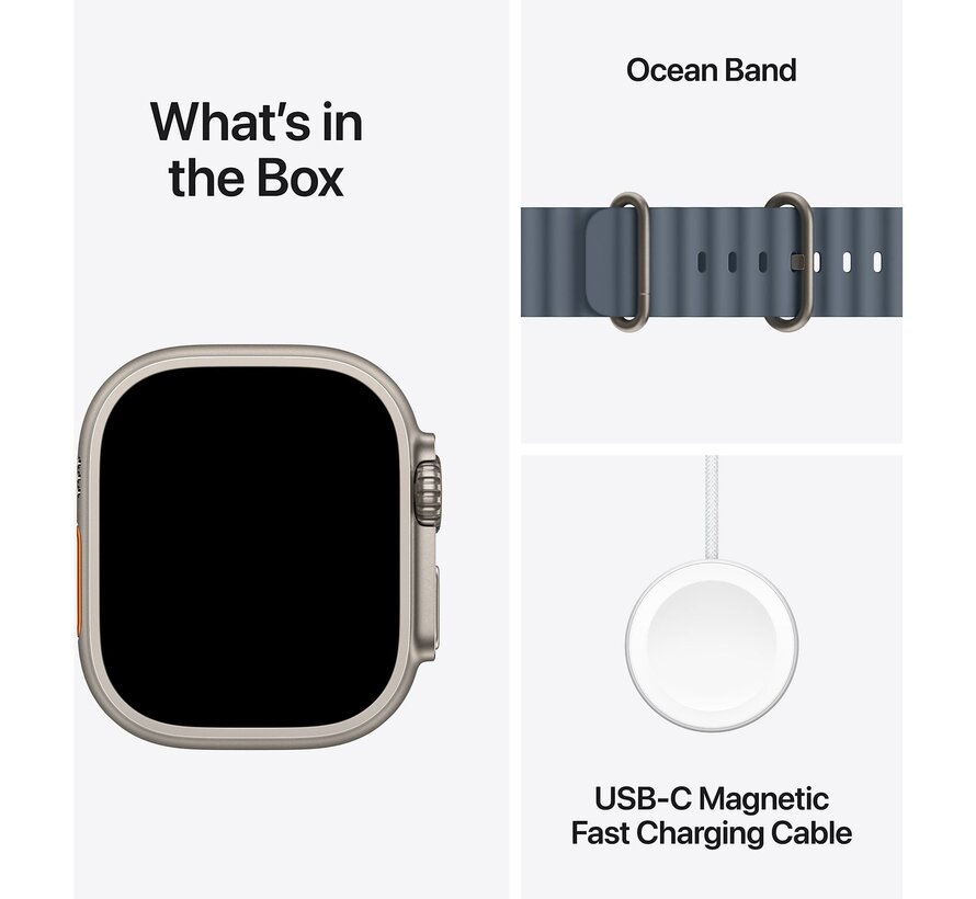 Apple Watch Ultra 3 GPS + Cellular 49 mm Natural Titanium met Natural Ocean Band