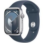 Apple Watch Series 9 GPS 45 mm Zilver Aluminium met Stormblauw Sport Band M/L