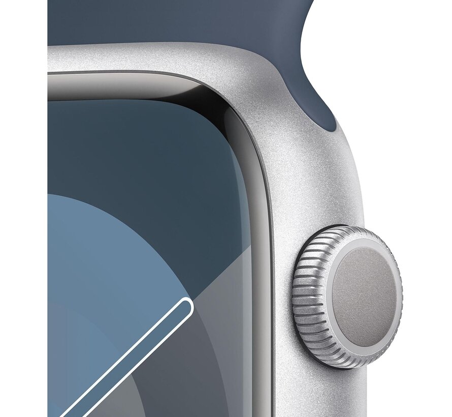 Apple Watch Series 9 GPS 45 mm Zilver Aluminium met Stormblauw Sport Band M/L