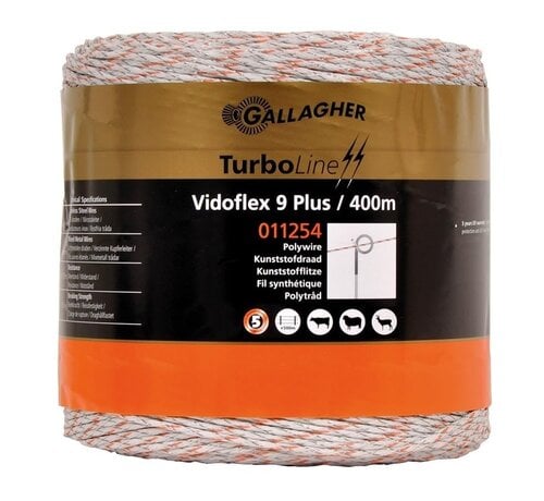 Gallagher Vidoflex 9 TurboLine Plus Schrikdraad Wit 400 Meter
