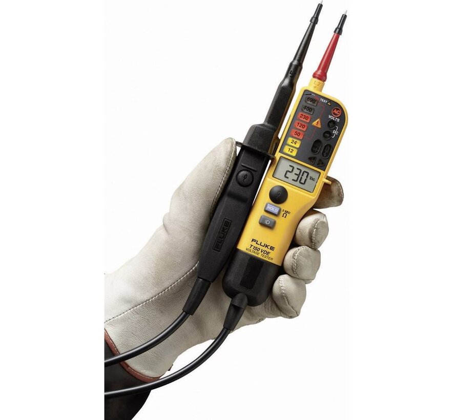 Fluke T150 Spannings- en Continuiteitstester met LCD en Weerstandsmeting 6-690V