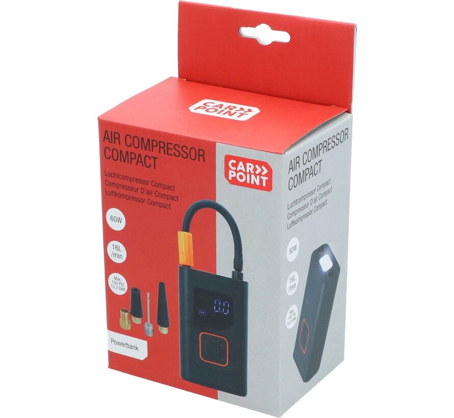 Carpoint Mobiele Compressor Compact 7,4V 60W