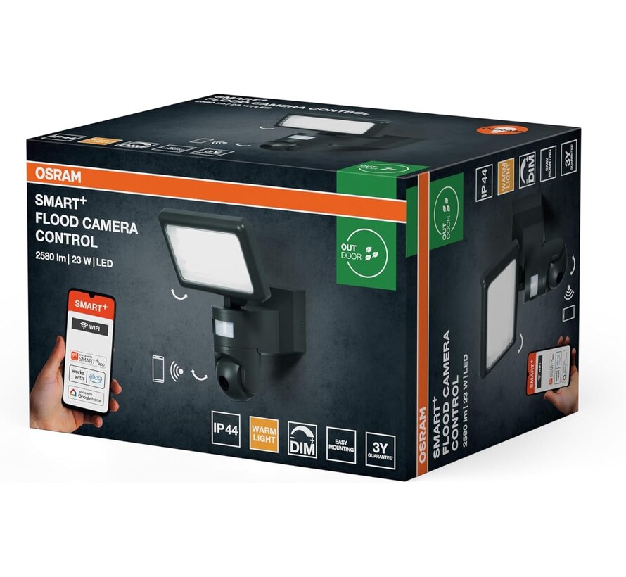 OSRAM SMART+ WiFi Spot met HD-Camera, Bewegingssensor en Dimbaar Warm Wit 2000 Lumen