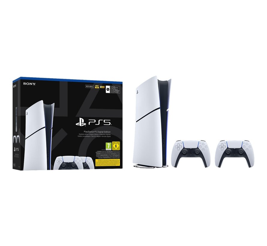 Sony PlayStation 5 Slim Digital Edition 825GB met Extra DualSense Controller Wit