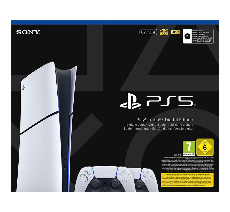 Sony PlayStation 5 Slim Digital Edition 825GB met Extra DualSense Controller Wit