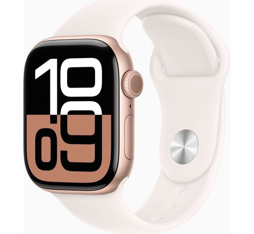 Apple Watch Series 10 GPS + 4G 42 mm Roségoud Aluminium met Sportband S/M