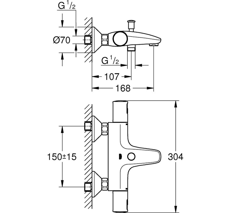 GROHE QuickFix Precision Start Thermostatische Badkraan Mat Zwart