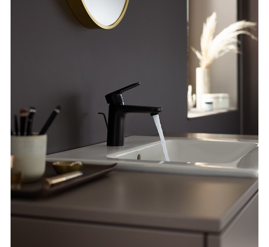Hansgrohe Vernis Blend 100 Wastafelmengkraan met Trekwaste Mat Zwart