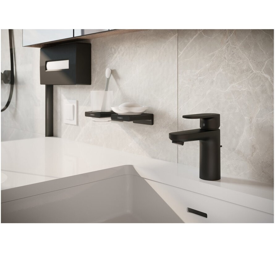Hansgrohe Vernis Blend 100 Wastafelmengkraan met Trekwaste Mat Zwart