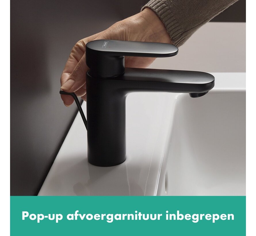 Hansgrohe Vernis Blend 100 Wastafelmengkraan met Trekwaste Mat Zwart