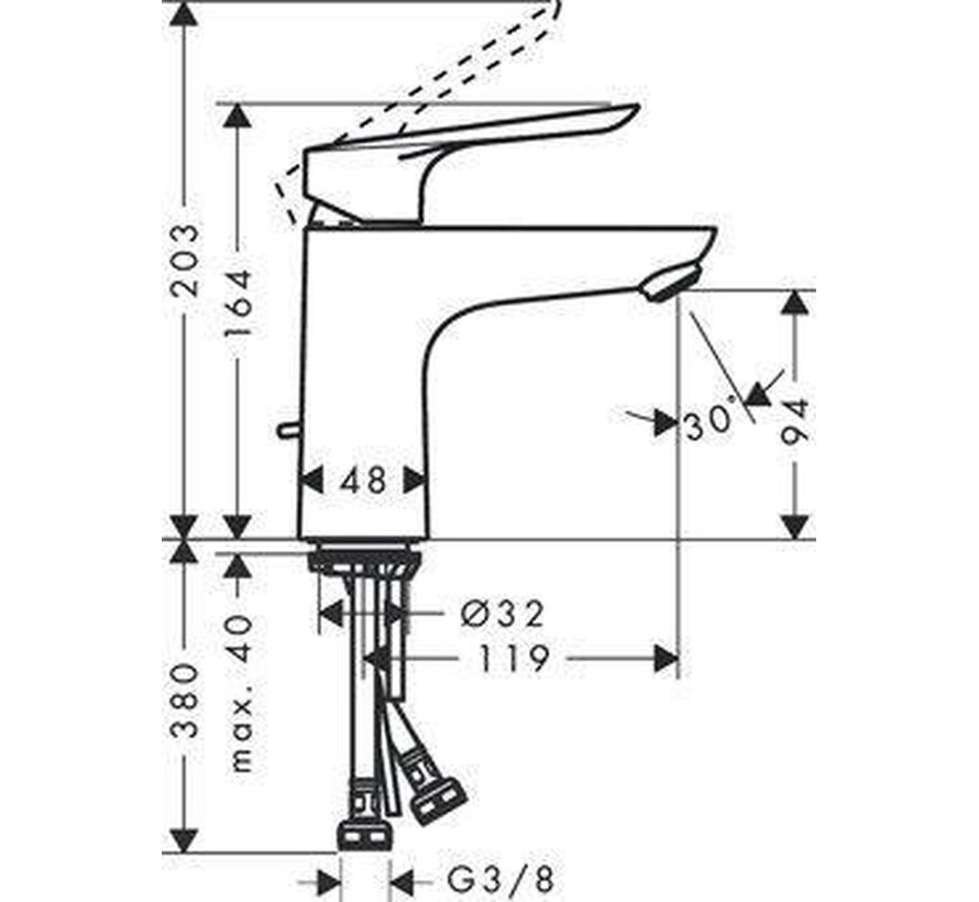 Hansgrohe Logis E 100 Wastafelmengkraan met Waste Chroom