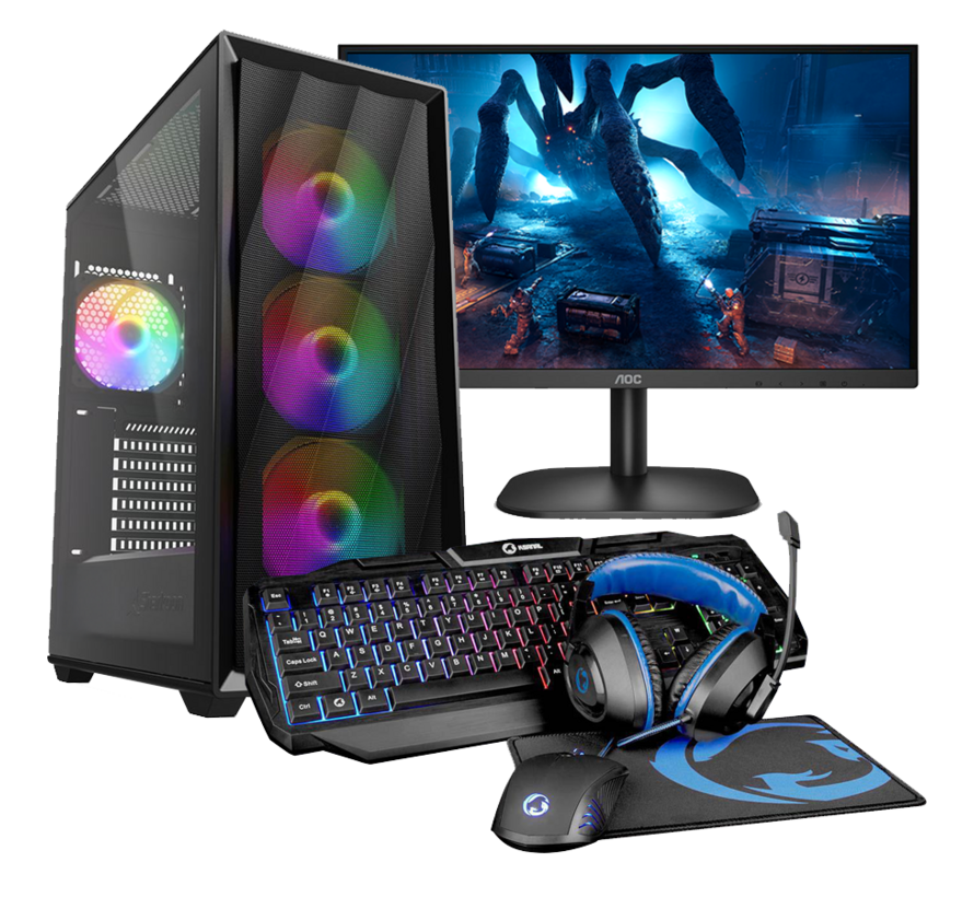 Pcman Game PC Viper - AMD Ryzen 5 5600GT - 8 GB geheugen - 240 GB SSD + Monitor + Headset + Muis + Toetsenbord met Windows 11 Pro
