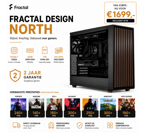 Pcman Fractal Design North Gaming PC – Ryzen 7 5700X / RTX 5070