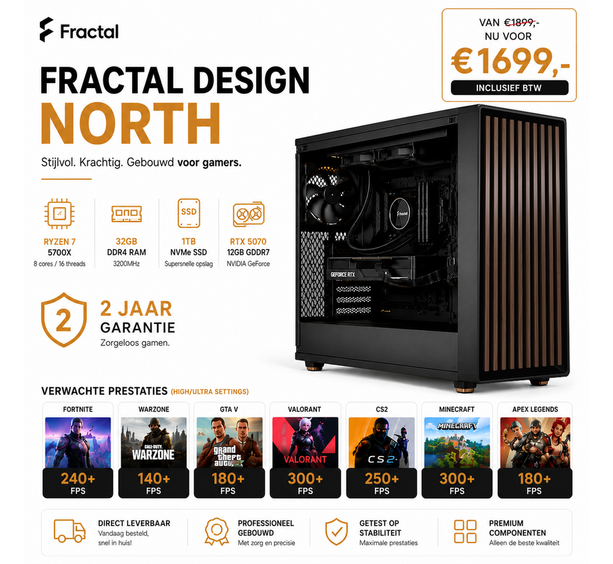 Fractal Design North Gaming PC – Ryzen 7 5700X / RTX 5070