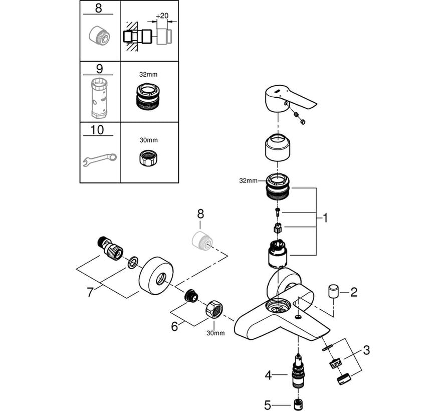 GROHE Start Bad- en Douchemengkraan Mat Zwart 322782432