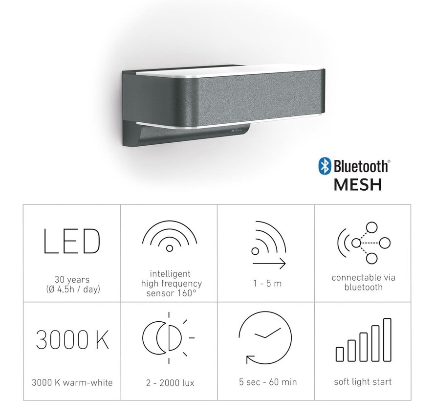 STEINEL L 810 SC Sensor LED Buitenlamp Antraciet – Bluetooth Mesh