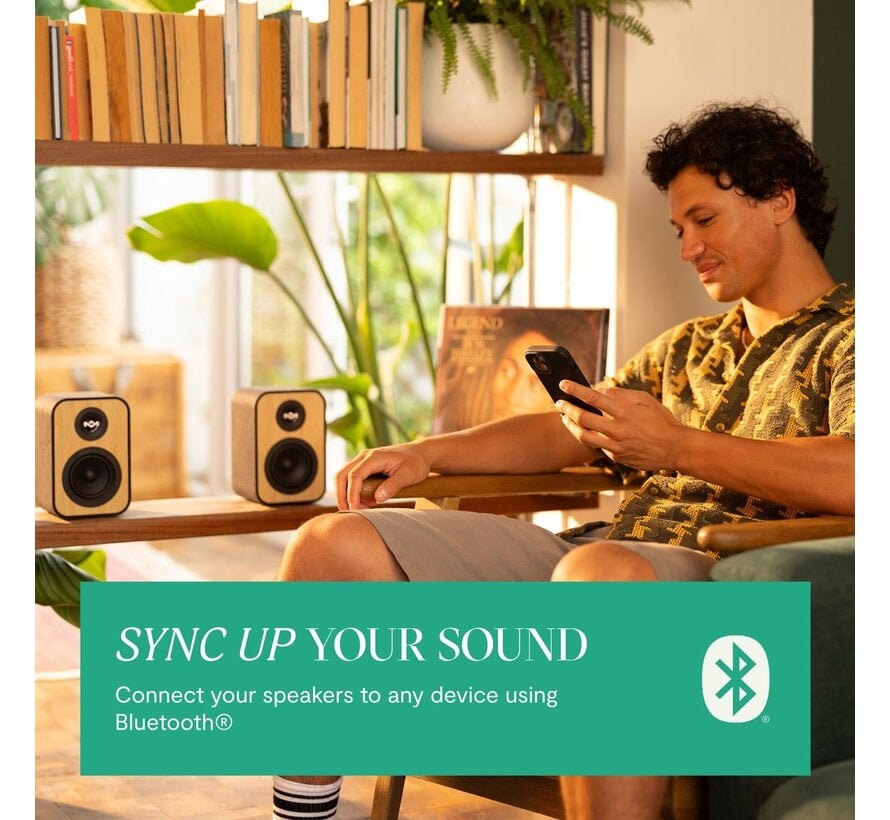 House of Marley Uplift Bluetooth Bookshelf Speakers Zwart