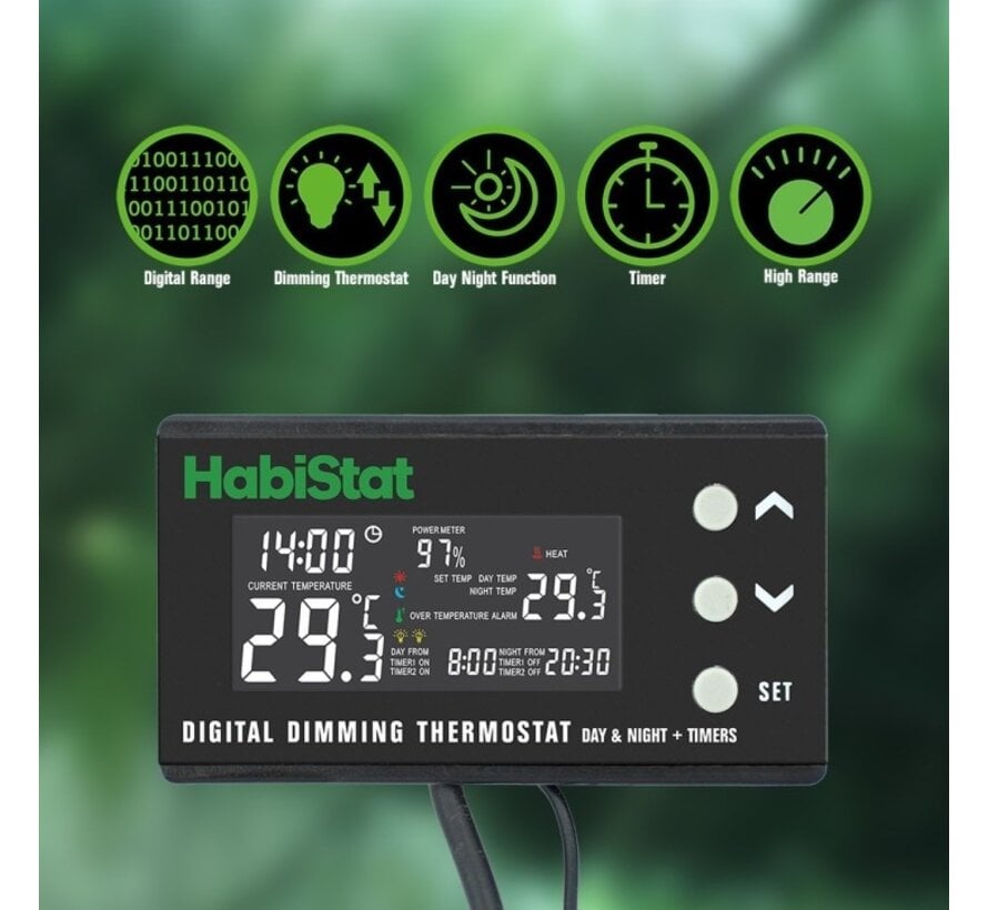 HabiStat Digital Dimming Thermostat Dag/Nacht + Timers 600W EU