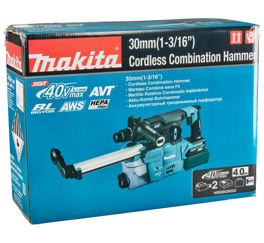 Makita HR008GM202 XGT 40V Max Combihamer 3,9J Set 2x4,0Ah DX10