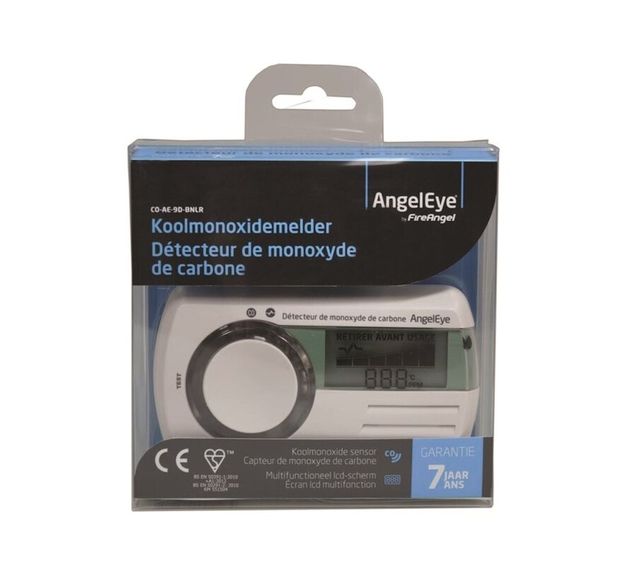 AngelEye CO-AE-9D-BNLR Koolmonoxidemelder – LCD, 7 Jaar