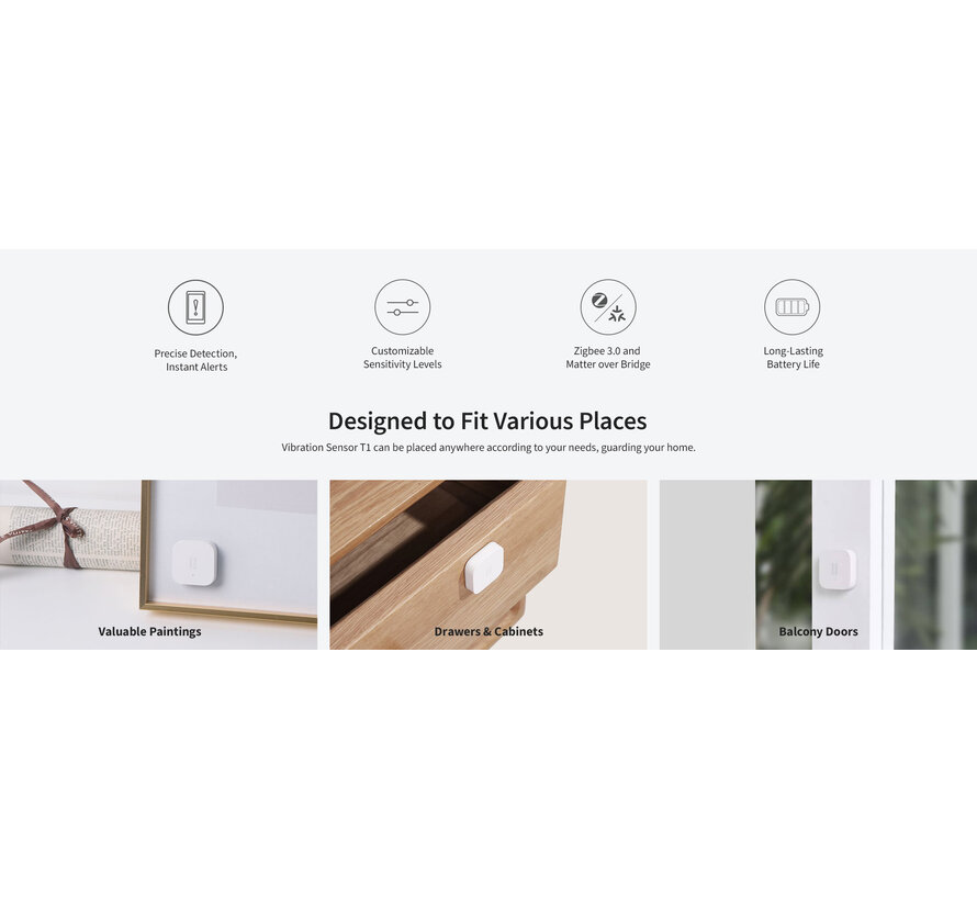 Aqara Vibration Sensor T1 – Zigbee 3.0 Trilling en Kanteling