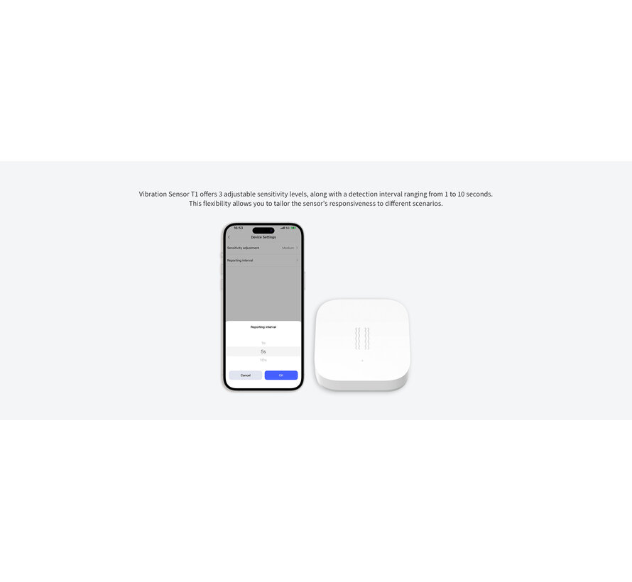 Aqara Vibration Sensor T1 – Zigbee 3.0 Trilling en Kanteling