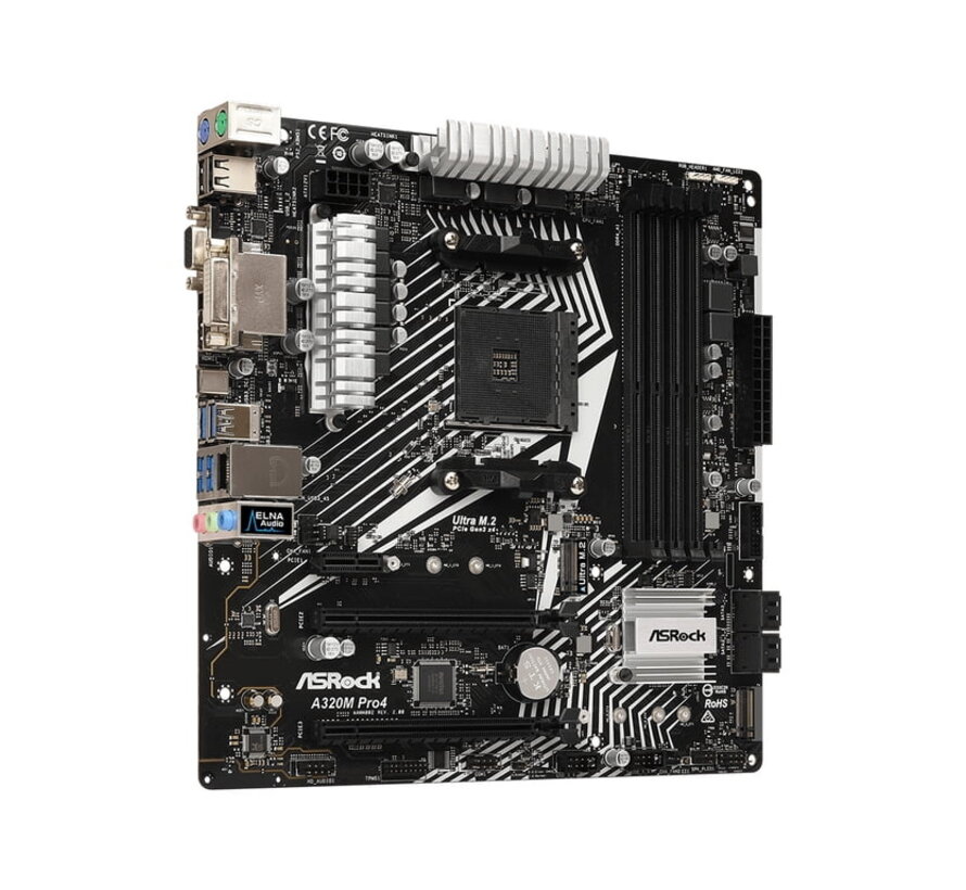ASRock A320M Pro4 R2.0 – AM4 Micro-ATX Moederbord