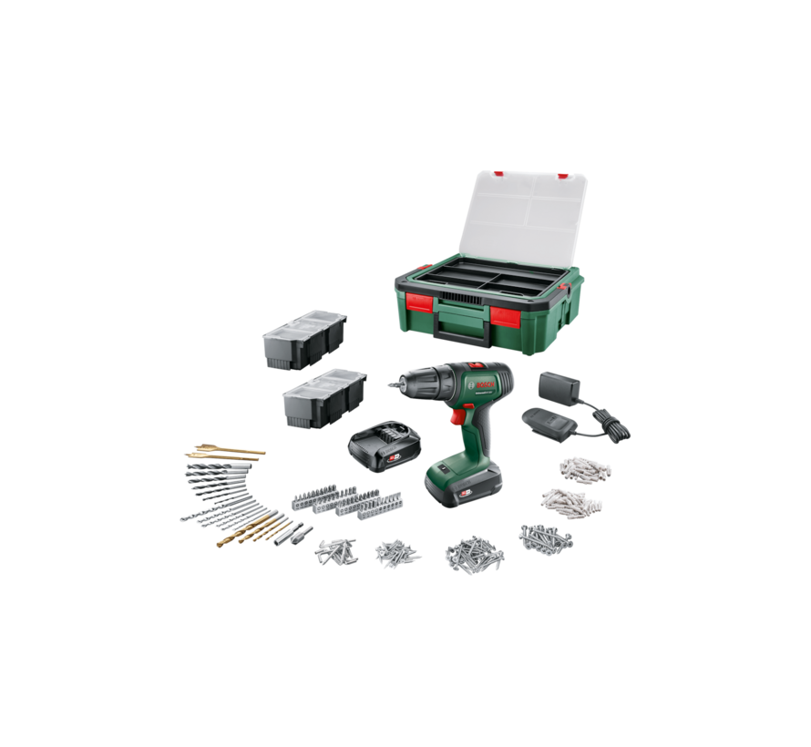 Bosch UniversalDrill 18 SystemBox-set – 2 Accu’s en 241 Accessoires