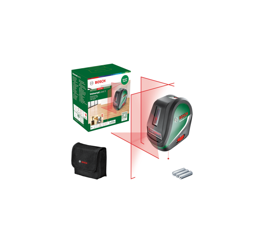 Bosch UniversalLevel 3 Kruislijnlaser – 3 Lijnen en Loodpunt