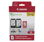Canon PG-575XL/CL-576XL Photo Value Pack – XL-inkt + 50 fotovellen